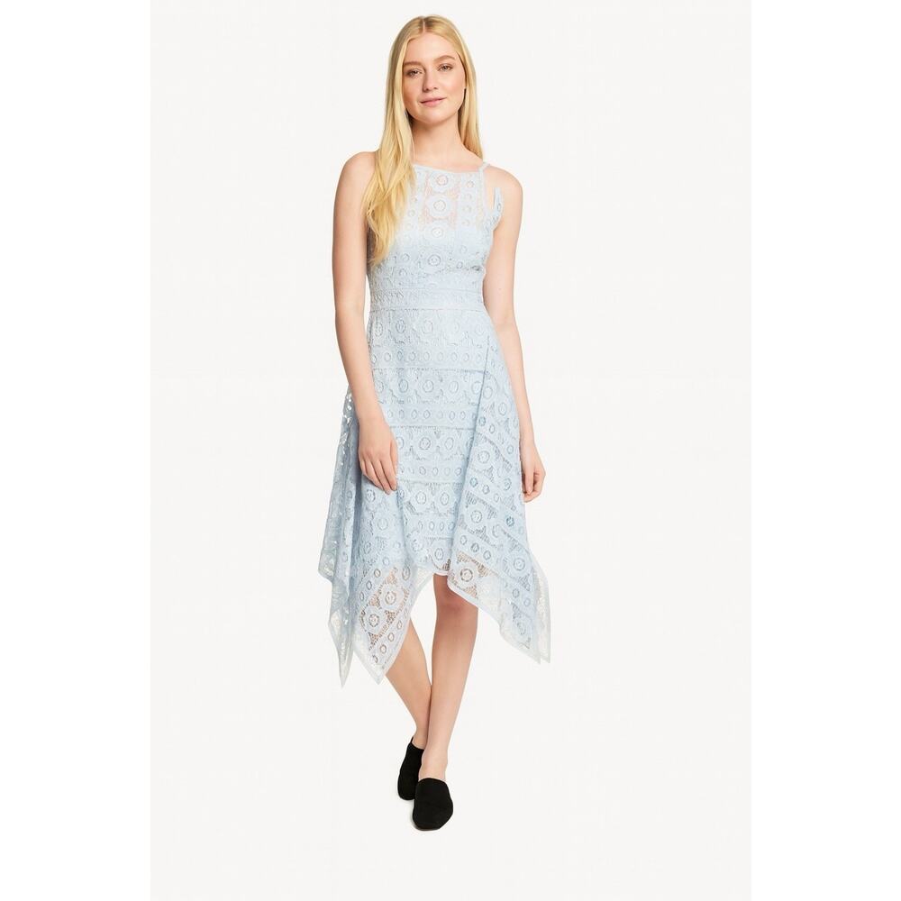 Free People Lace Dress Size 8 Just Like Honey Ice Blue Asymmetric Coquette Fairy